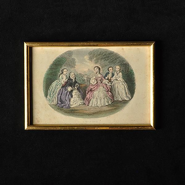 額装された貴婦人画・2B/フランスアンティーク雑貨 絵画 貴婦人画 銅