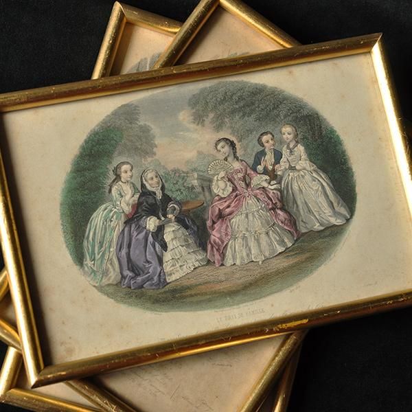 額装された貴婦人画・2B/フランスアンティーク雑貨 絵画 貴婦人画 銅