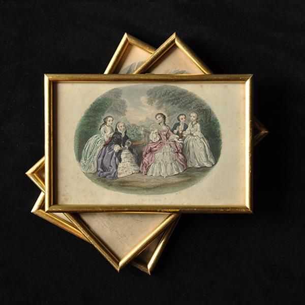 額装された貴婦人画・2B/フランスアンティーク雑貨 絵画 貴婦人画 銅