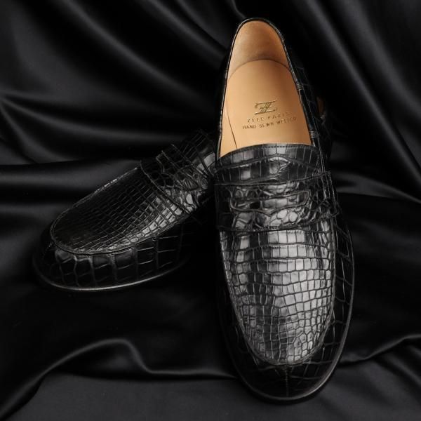 クロコダイル エディティエ ペニーローファー - クロコダイル・ワニ革