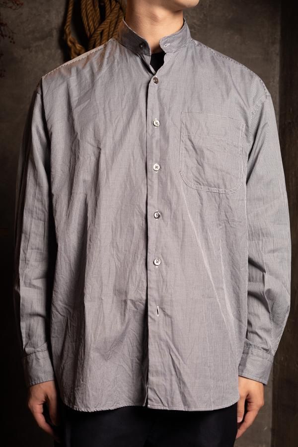 PORTER CLASSIC】SWISS COTTON STAND COLLAR CHECK SHIRTS- SLOW&STEADY -