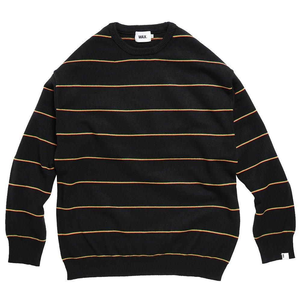 WAX ( ワックス ) ラスタニット RASTA STRIPE CREW KNIT ( BLACK ) WX