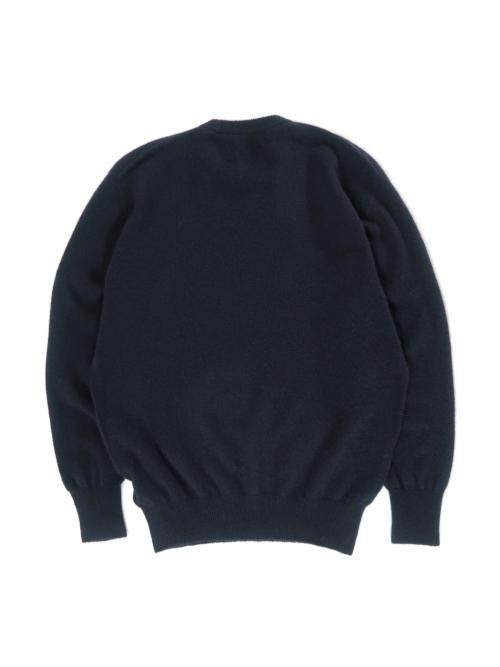 HERILL カシミヤ Wholegarment Pullover(Black×navy)【ユニセックス
