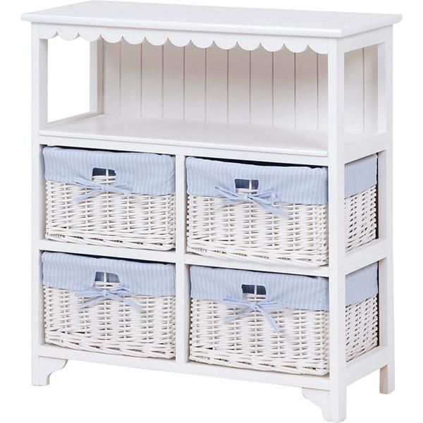 セール！】フェミニンな白家具♪キャビネット・ホワイト(W70×D30×H75cm