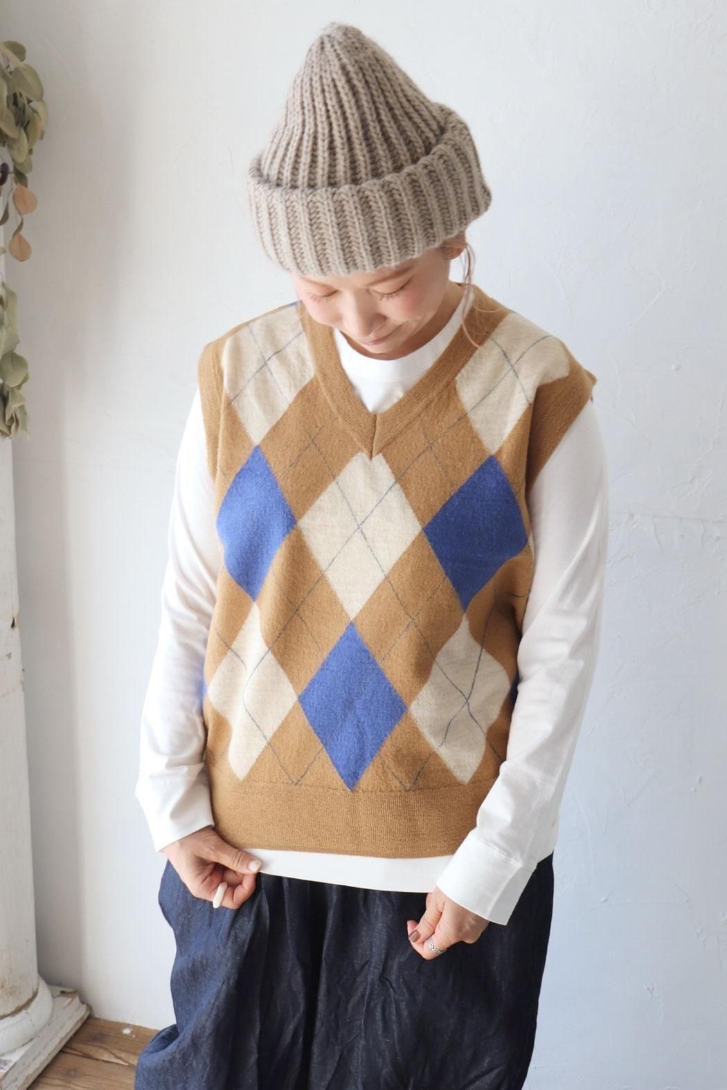 SALE＊【TANG】RWSメリノウール強縮ニットベスト｜レイヤードに映える