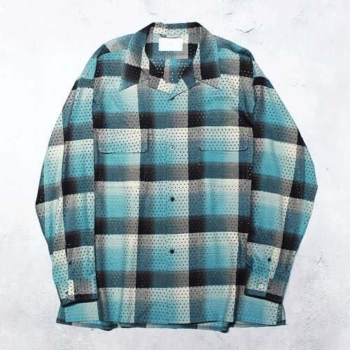 シュガーヒル パンチングレーヨンオンブレプラッドオープンカラー