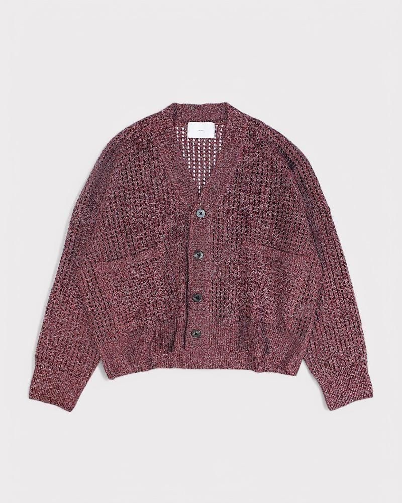 SUGARHILL】MOCK TWISTED YERN KNIT CARDIGAN(WINE&MINT)｜シュガー
