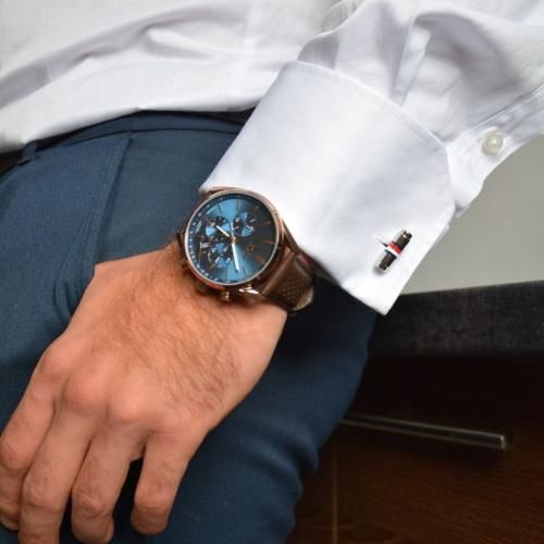 ヒューゴボス 時計 メンズ チャンピオン 1513817 ブルー×ブラウン