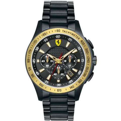 スクーデリア・フェラーリ 腕時計 パドック 0830095 ブラック×ゴールド