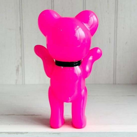 レトロドール】復刻版 クマちゃん 蛍光ピンク レトロ・ソフビ人形