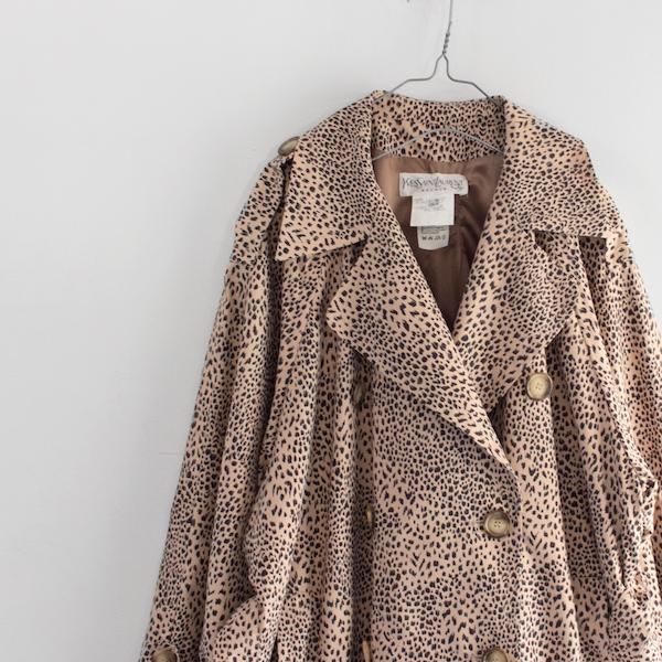 Sautum] レディース 90's~ Yves Saint Laurent レオパード柄 トレンチ