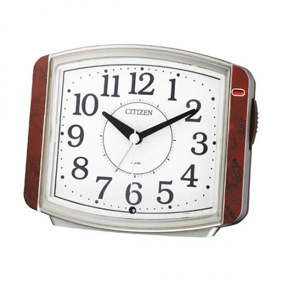 CITIZEN】目覚まし時計自動点灯ライト付きサイレントミグ644(木目仕上