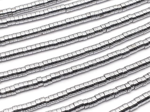 ヘマタイト チューブ（ヘイシ）2×2×1mm シルバーコーティング ｜天然石