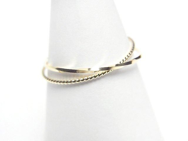 K10 Yellow Gold】 ツイスト2連リング 【9号】【11号】【13号】【15号