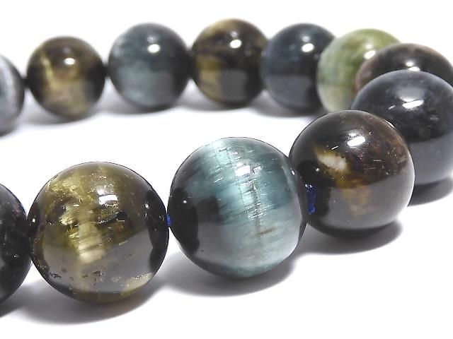動画】【1点もの】トルマリンキャッツアイ ラウンド12.5mm 1連(ブレス