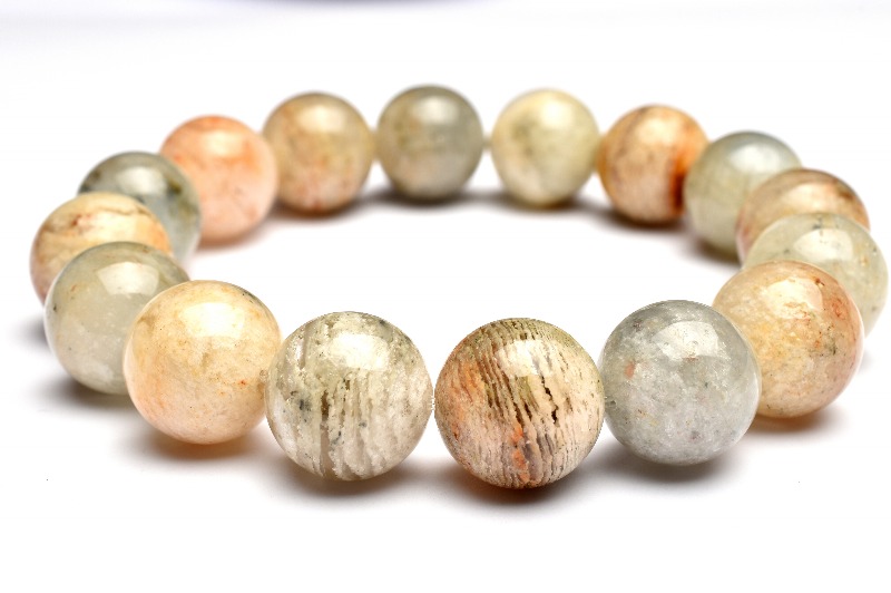 1点物】千層 ガーデンクォーツ 13.5mm ブレスレット _M3092 - 天然石