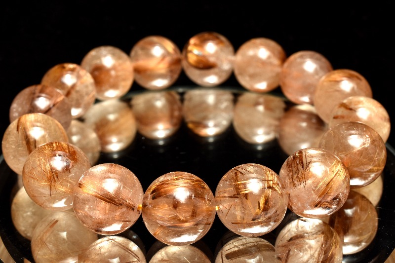 1点物】人気◇板状金針 タイガータイチンルチルクォーツ 13-14mm