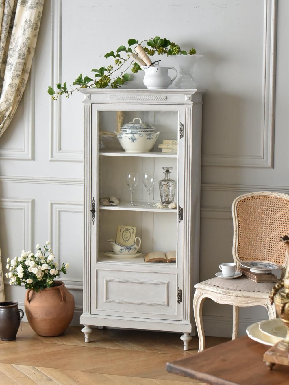 Hamtaurosさま専用です】 アンティーク 木製ガラス扉キャビネット