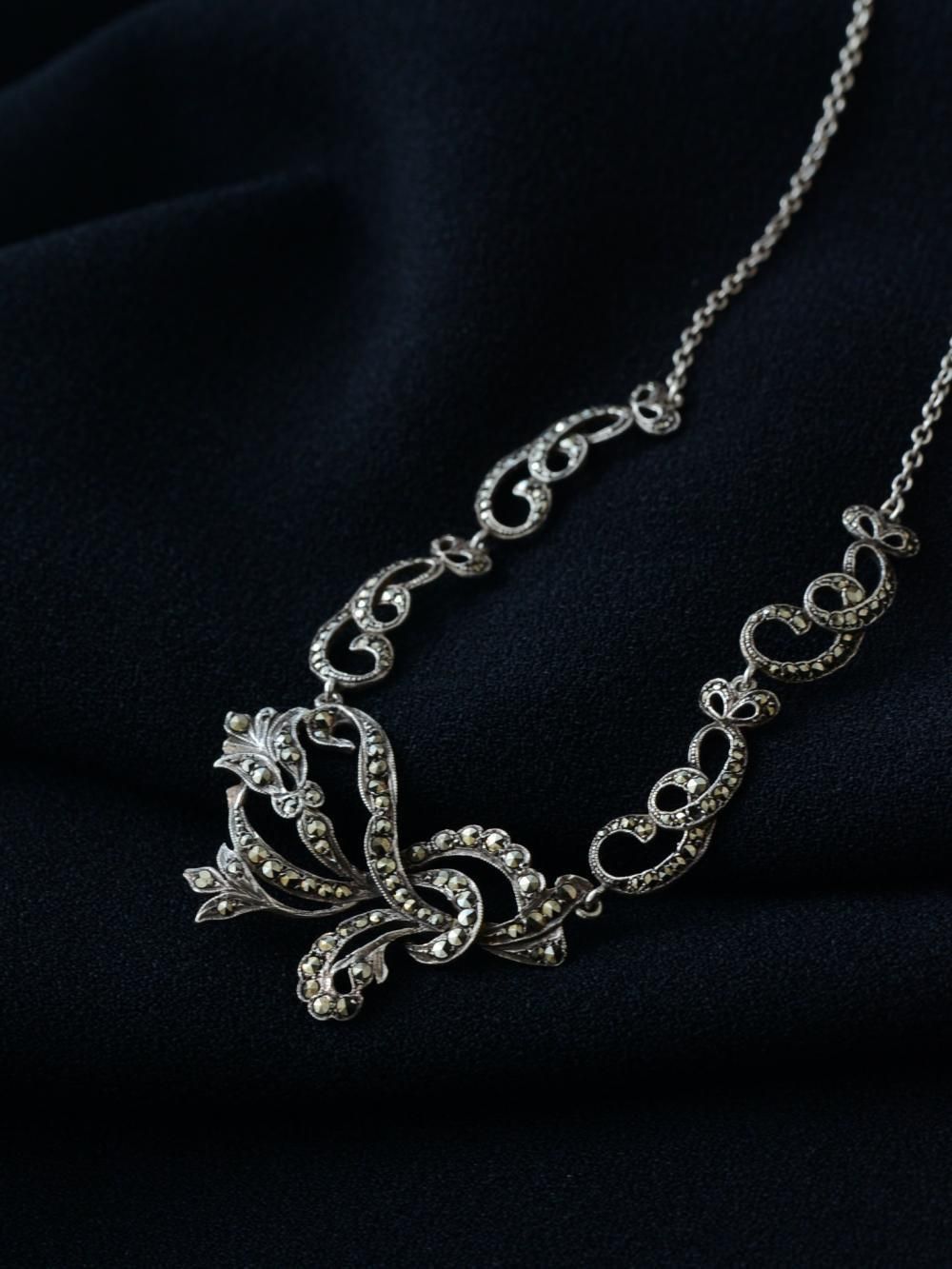 シルバー・マーカサイト ネックレス ヴィンテージジュエリー 装飾品