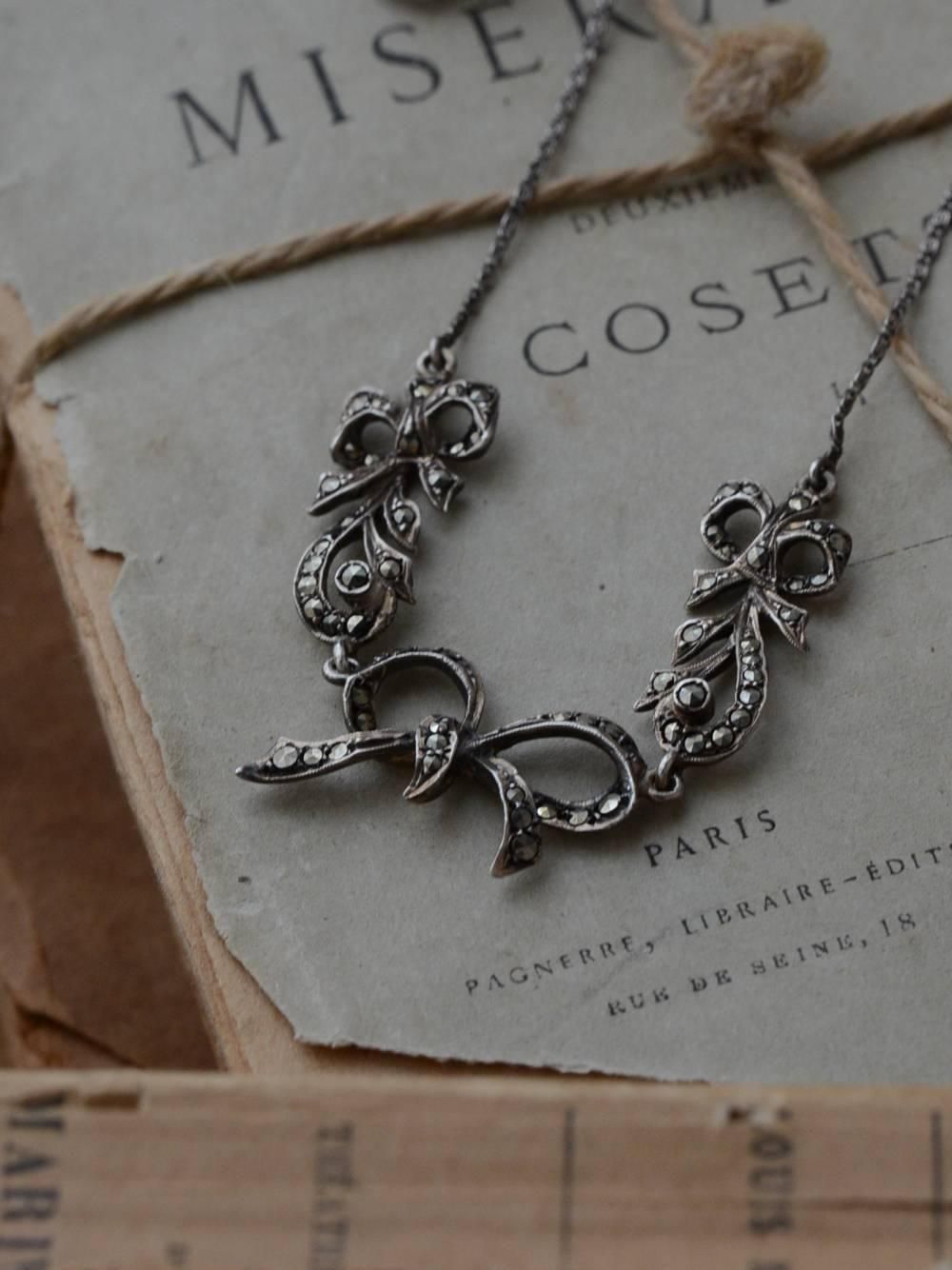 シルバー・マーカサイト ネックレス.3 ヴィンテージジュエリー