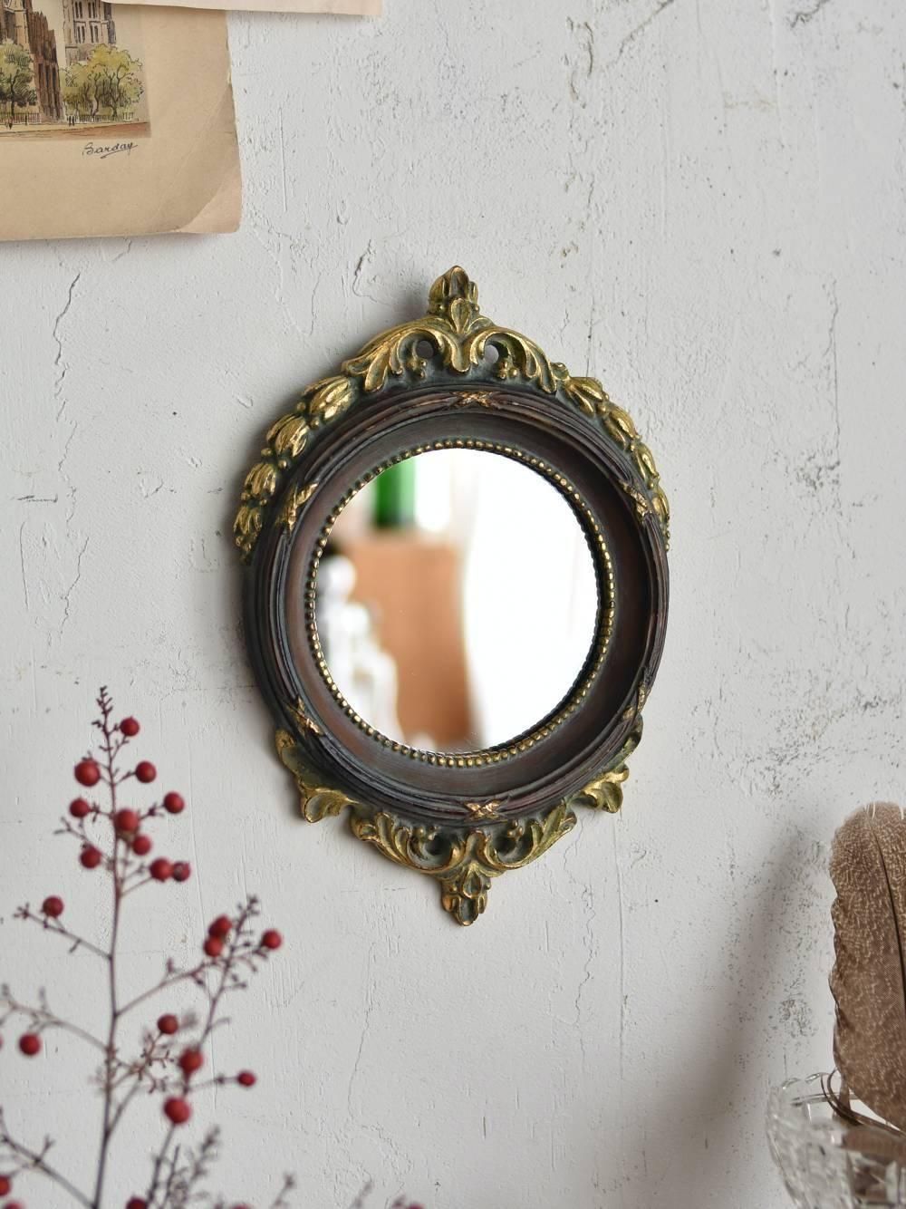 アンティークミラー.ラウンド フランスアンティーク雑貨 壁面