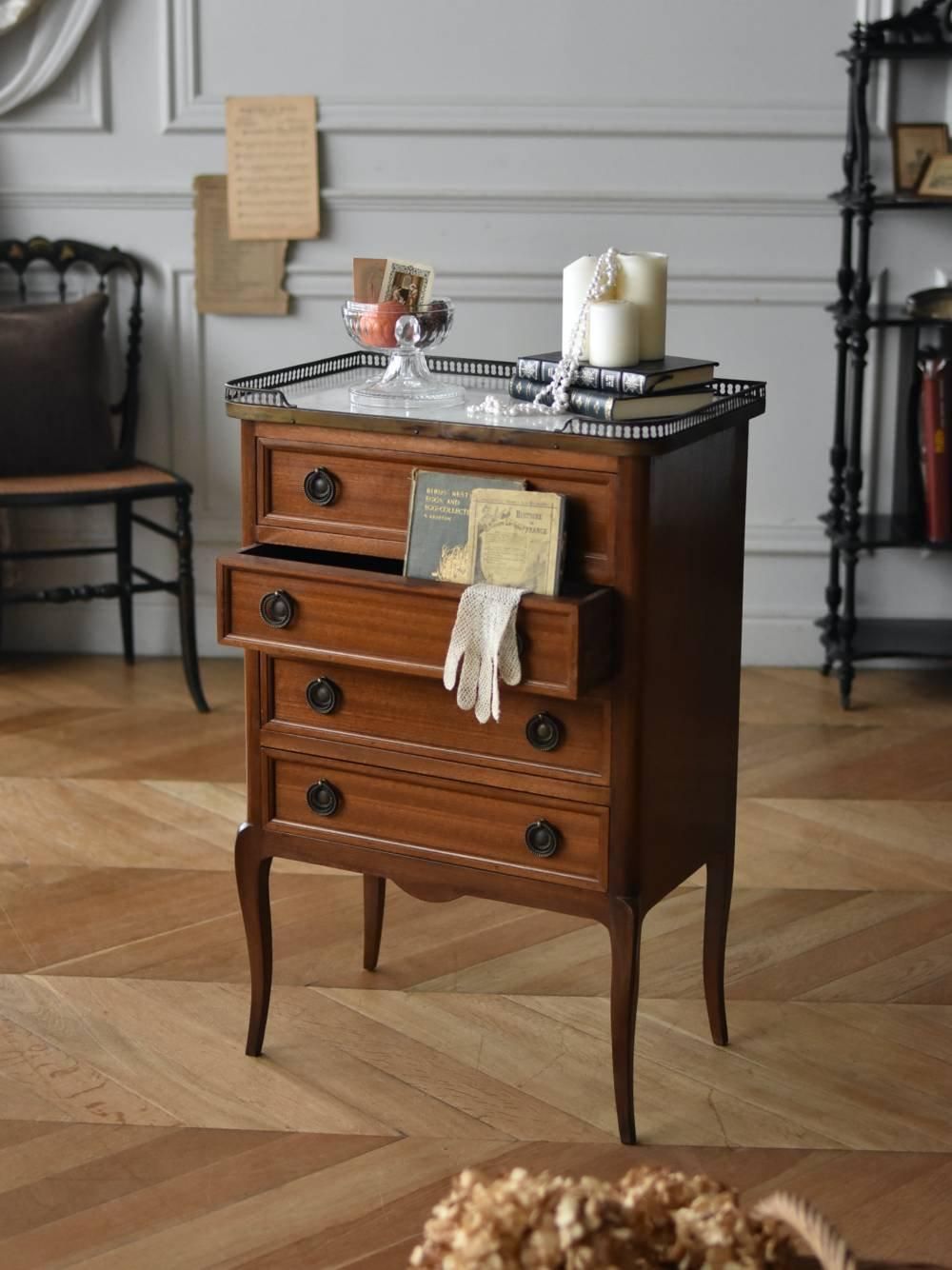 アンティークチェスト マーブルトップ4段チェスト.2 フランス 収納家具