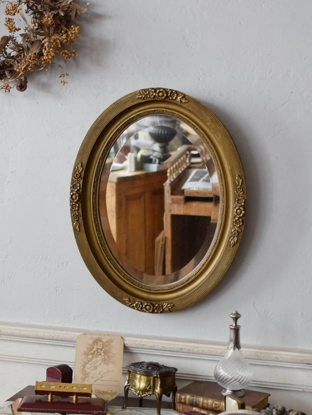 オーバルミラー.13 アンティークミラー 鏡 デコレーション フランス