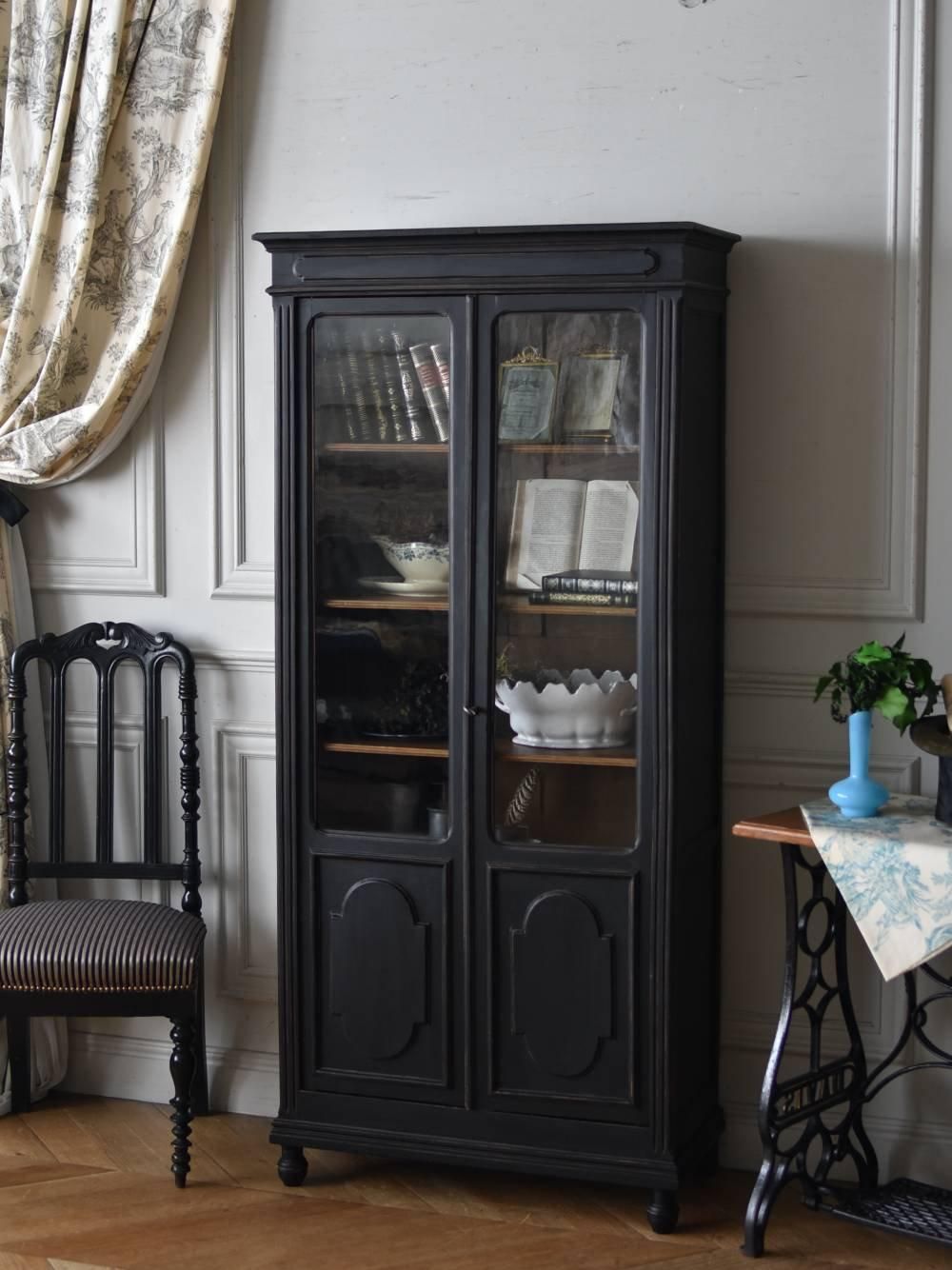 ペイントガラスキャビネット.15 フランス アンティーク 飾り棚