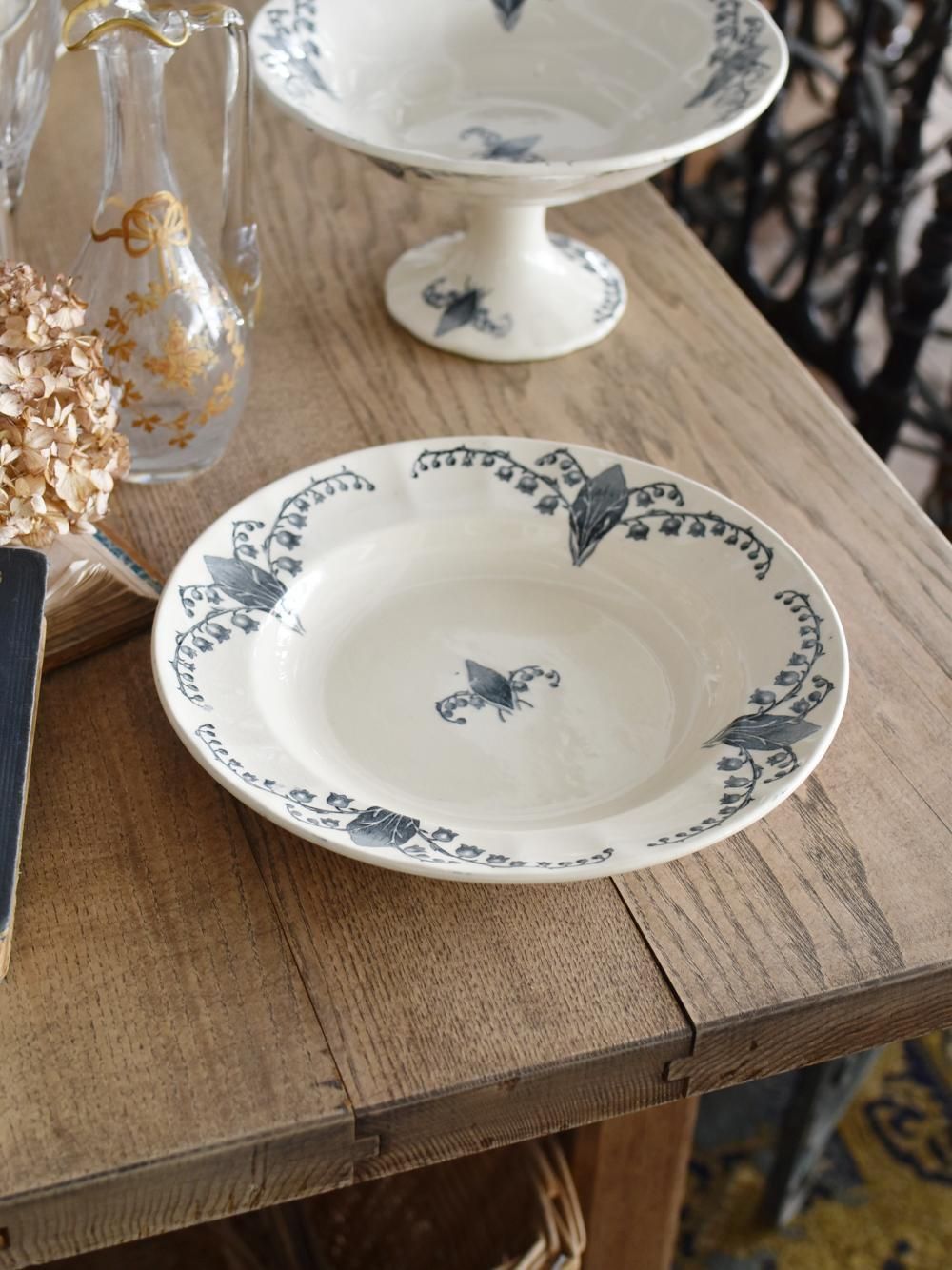 ラウンドプレート深皿24㎝.Longchamp2 ロンシャン フランス食器