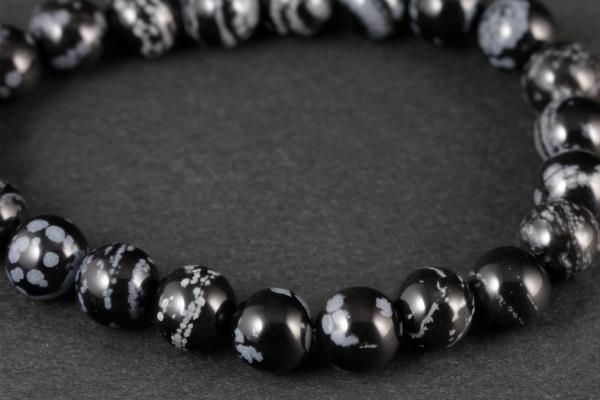 和田峠産縞黒曜石 8mm玉ブレスレット｜天然石ブレスレット通販キラリ石