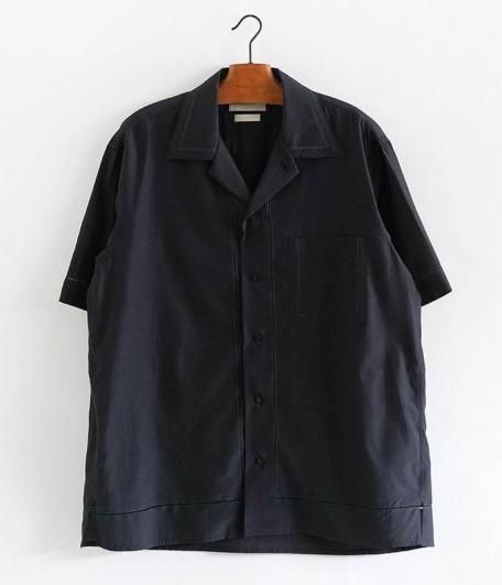 YOKE EMBROIDAREY OPEN COLLAR SHIRT [BLACK] - Fresh Service