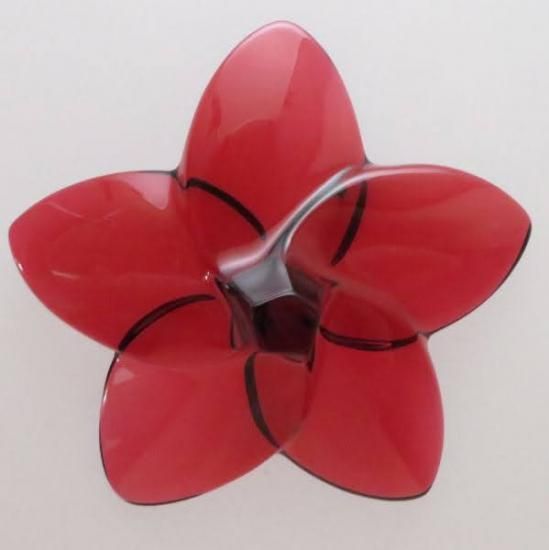 バカラ 置物 ○ ブルーム レッド 赤色 花 クリスタル フラワー