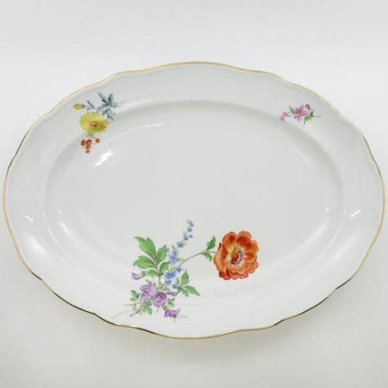 マイセン プレート□ベーシックフラワー ブーケ 三つ花 オーバル