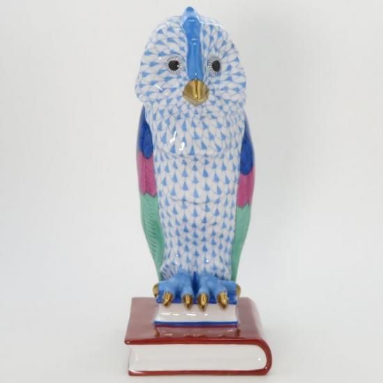ヘレンド フィギュリン □ 本の上のフクロウ 梟 高さ21cm 置物