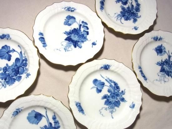 廃盤◇ロイヤルコペンハーゲン ブルーフラワー プレート 金 6枚