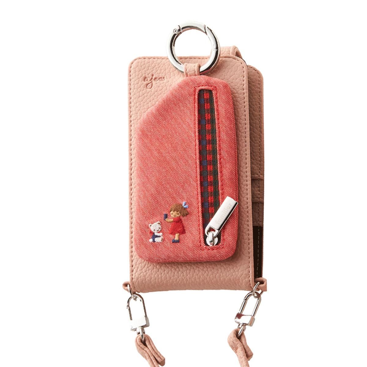 ファミリアスマホケース familiar×ajew マルチ対応サイズM ピンク