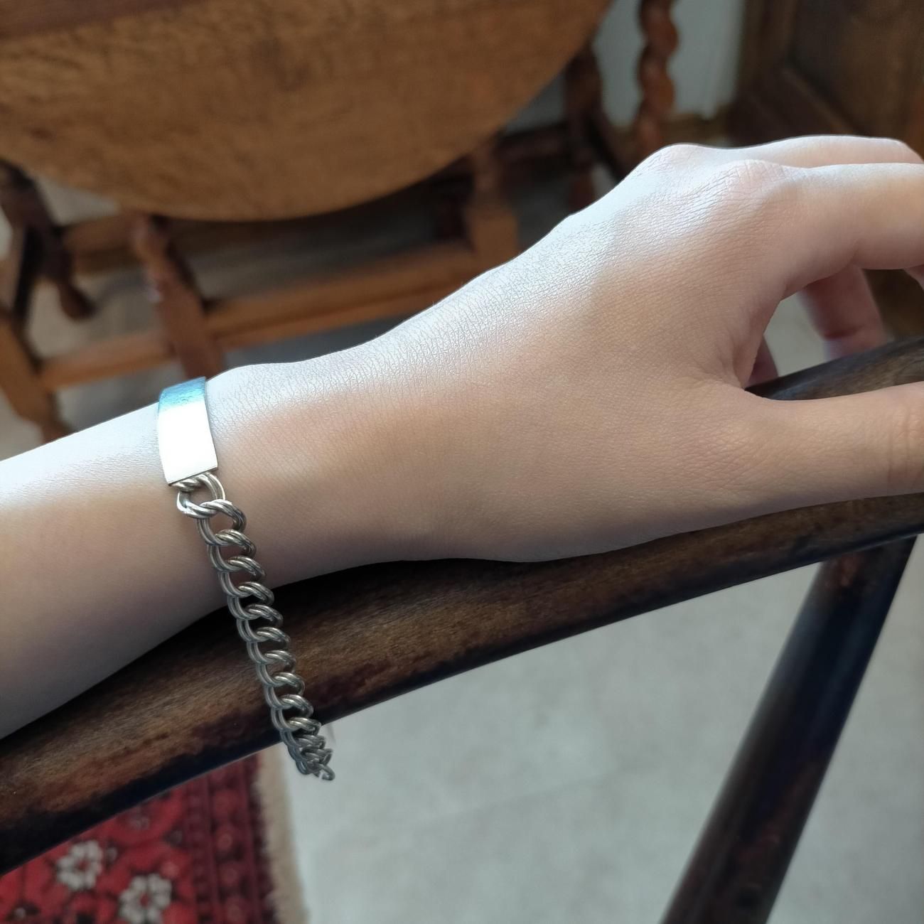 1982年 英国 イギリス ヴィンテージ ID プレート メンズ ブレスレット