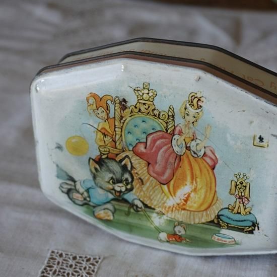 イギリス ヴィンテージ ブリキ缶 HORNER トフィー缶 動物柄 - drop