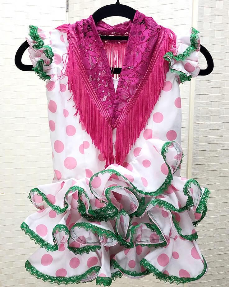 30％OFF！hpn003 子ども用衣装 白×ピンク シージョつき - フラメンコ