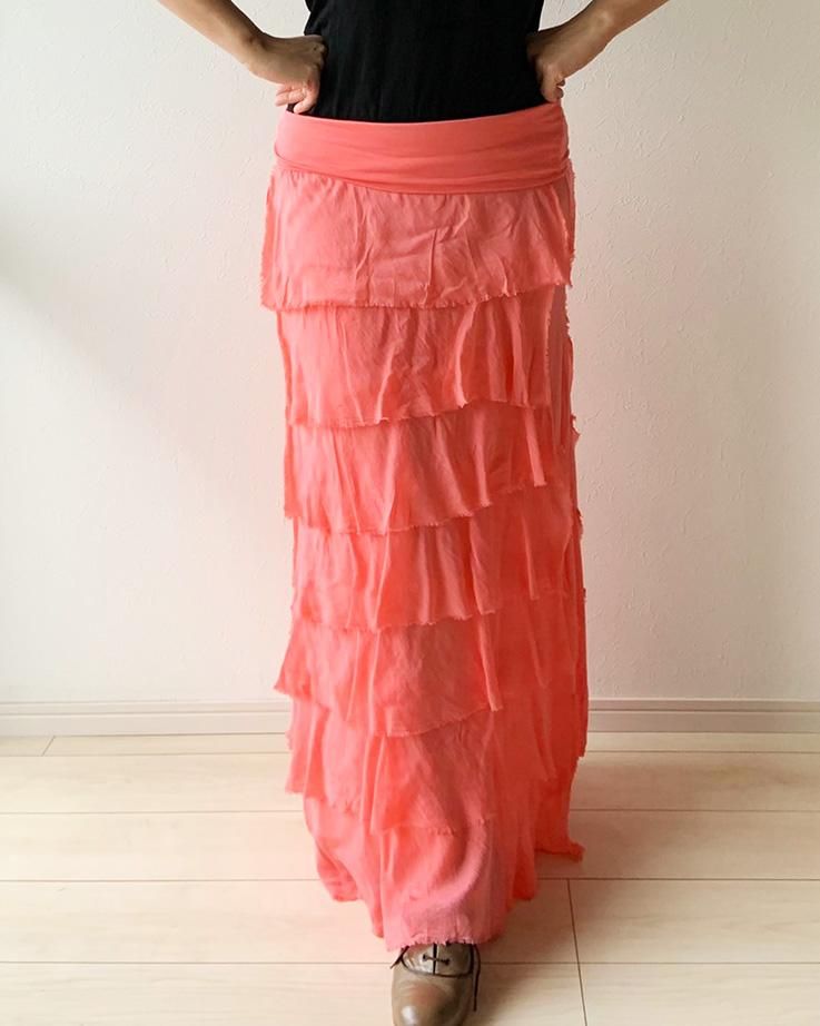 練習用ファルダParpadeo コーラル - フラメンコ衣装のマンサニージャ