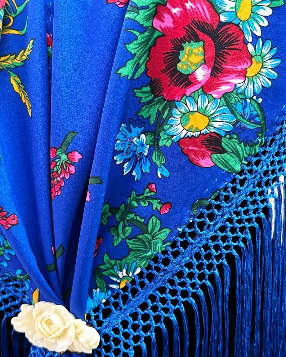 スペイン製 フラメンコ マントンシージョ ロイヤルブルー スペイン製