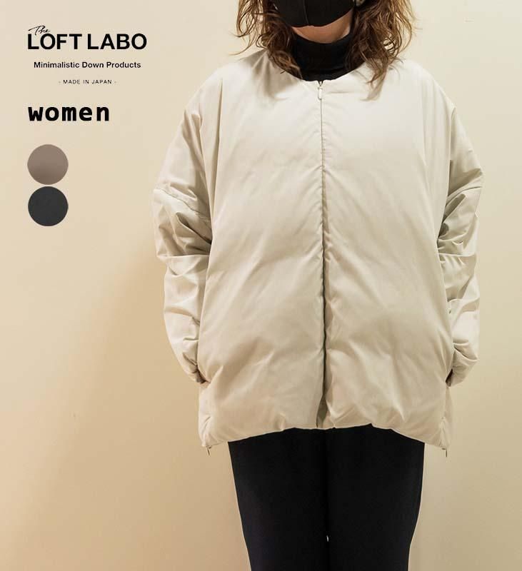 ロフトラボ ノーカラーオーバーダウンジャケット DAMB レディース