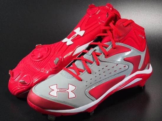 ○Under ArmourアンダーアーマーYard○野球スパイク金具メタル○灰赤
