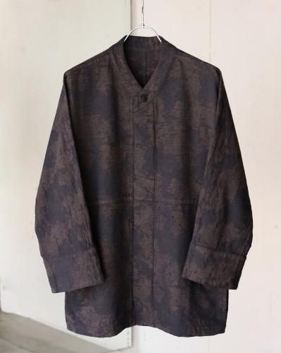 MITTAN 絹綿麻ジャガードジャケット - 墨茶 - PURAS