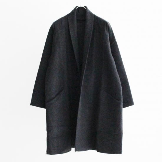 MITTAN ウールシルクキャメル半纏コート(紐付き) - 濃灰 - PURAS