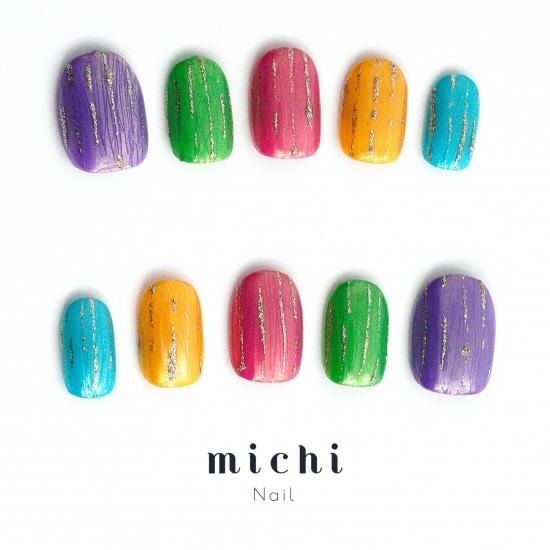 アジアンカラーの無機質ネイル- ネイルチップ(つけ爪)専門店ミチネイル