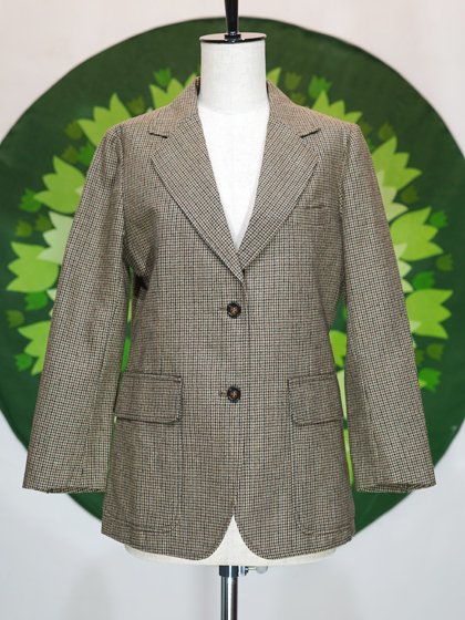 茶緑黒の千鳥格子柄テーラードジャケット - メトロポリタン オンライン