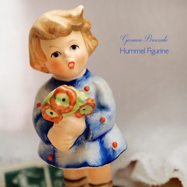 ドイツ ヴィンテージ 陶器人形 花束を持つ少女 フンメル人形 フィギュ