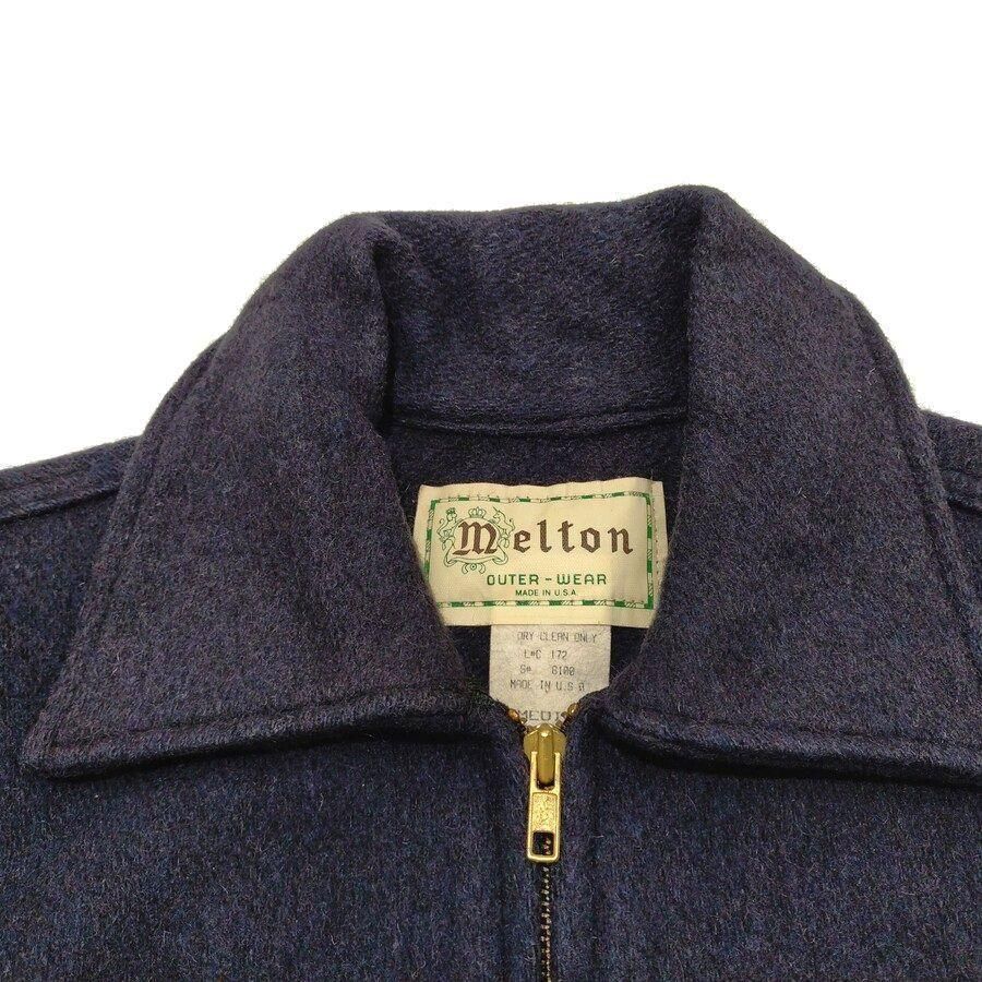 90s MELTON（ メルトン ）フルジップ・ウールジャケット / ネイビー