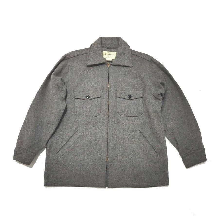 90s MELTON（ メルトン ）フルジップ・ウールジャケット / グレー / L